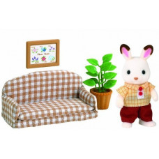 Sylvanian Families Chocolate Rabbit Father and Settee